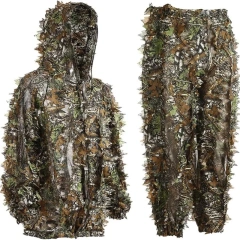 Outdoor Ghillie Suit Hunting Suits Pants 3D Leaf Camo Camouflage Coveralls Youth Adult Training Lightweight Clothes Jungle Camouflage Clothing Camouflage Clothing Hunting Suit for Outdoor Training Games Ghillie Suit