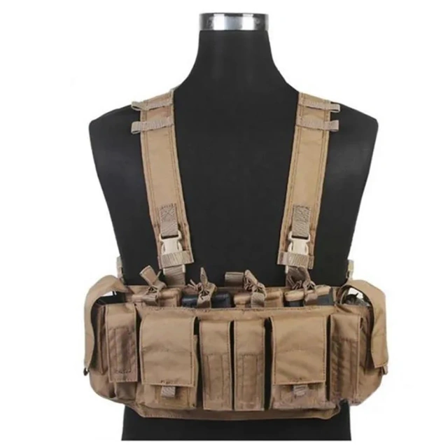 Camouflage Tactical Vest Rig with Magazine Pouch Tactical Vest Chest Rig Tactical Chest Training Vest for Hunting Tactical Accessories Chest Rig CAMO Micro Chest Rig with Magazine Pouches Camo Harness Tactical Vest
