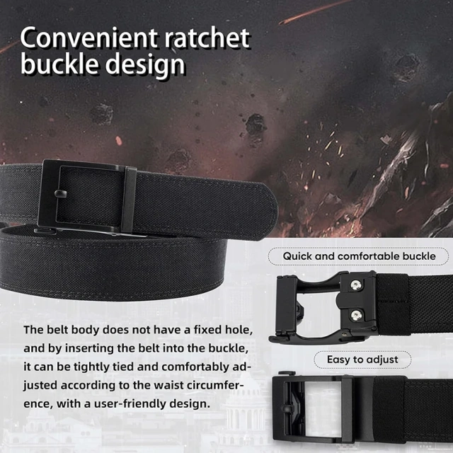 High Quality Adjustable Nylon Ratchet Belt Durable Multifunctional Concealed Carry Tactical Belt  Adjustable Training Nylon Web Work Belt with Automatic Slide Buckle Adjustable Men's Ratchet Tactical Belt