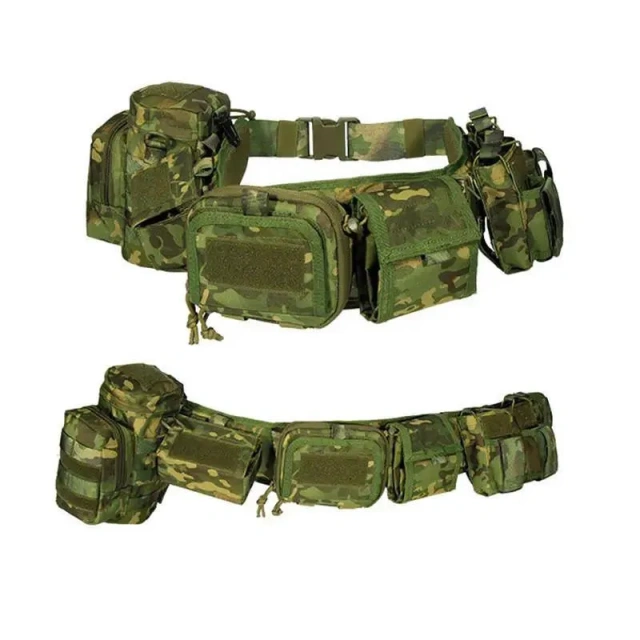 Breathable Adjustable Padded Pouch Multifunctional Waist Bag Duty Outdoor Belt Tactical Utility Belt with Holster  Wear-resistant Lightweight Hiking Hunting Pants Tactical Belt Stretch Nylon Web Quick Release Work Belt