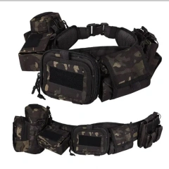 Outdoor Camouflage Multi-functional Tactical Waist Wrap Combination Belt Accessories Bag Fanny Pack Tactic Waist Belt   High Quality Wholesale Canvas Sports Training Tactical Belts Durable Adjustable Training Tactical Belts