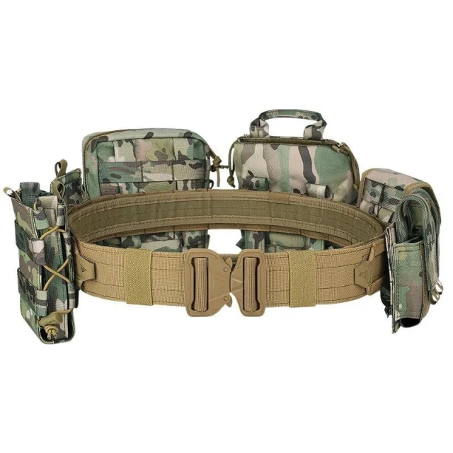 High Quality Adjustable Mountaineering Multifunctional Tactical Waist Bag Quick-release Buckle Camouflage Belt With Pouches  Wholesale Men Casual Golf Web Belt Jeans with Automatic Adjustable Buckle Tactical Nylon Men Waist Belt