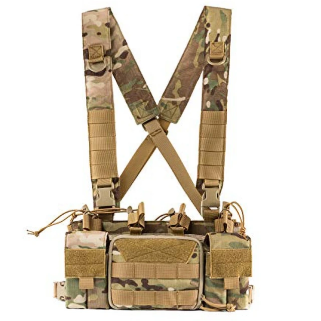 Training Equipment Tactical Vest Multi-function Tactical MOLLE Chest Rigs with Pouch Utility Tactical Vest Chest Rig Multifunctional Tactical Chest Rig Vests Adjustable Tactical Vest with Mag Pouches Tactical Chest Mini Rig for Outdoor