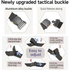 Wear-resistant Durable Hiking Hunting Pants Tactical Belt Stretch Nylon Web Quick Release Work Tactical Belt  Adjustable Training Tactical Belts Nylon Web Belt Wear-resistant Lightweight Heavy Duty Metal Buckle Tactical Belts