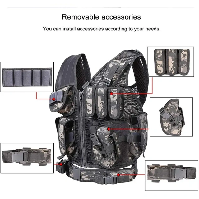 Multifunctional Assault Vest for Outdoors High Quality Breathable Waterproof Training Vest Lightweight Field Tactical Vest  Training Vest Assault outdoors security Training vest Fully Adjustable Lightweight Sports Training vest