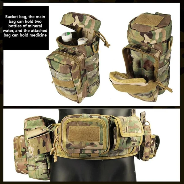 Premium Adjustable Multi-functional Camouflage Training Waist Outdoor Belt Multi Functional Carrying Equipment Waist Belt  High Quality Sports Training Heavy Duty Quick-Release Wear-resistant Lightweight Belt Stiffened  Nylon Tactical Belt