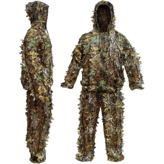 High Quality Outdoor Ghillie Suit Adult 3D Leafy Camouflage Clothing Camo Hunting Suit for Outdoor Game Ghillie Suit Outdoor Ghillie Suit Hunting Suits Pants 3D Leaf Camo Camouflage Coveralls Youth Adult Training Lightweight Clothes