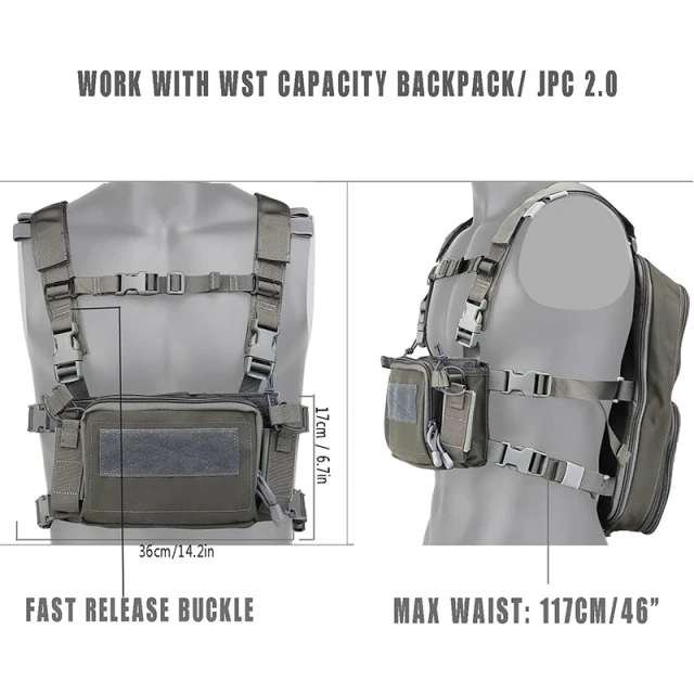 Customized Good Quality Camouflage Tactical Vest Outdoor Tactical Vest for Hunting Heavy Duty Tactical Chest Rig Customized Outdoor Chest Rig Tactical Vest for Training Camouflage Hunting Molle Mag Pouches Tactical Chest Rig Bag