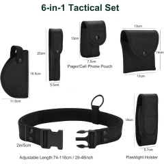 Heavy Duty Adjustable Modular Equipment Security Utility Tactical Belt with Components Pouches  Holster for Security Hunting  Multifunctional Security Belts high density Waist Pack Hunting Utility Kit Duty Belt Tactical Training Belt Pouch Holster Bag