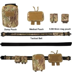 High Quality Multifunctional Camping Tactical Belt with Medical Bag Dump Pouch Set Quick Release Nylon Training Tactical Belt  Wear-resistant Adjustable Training durable Stretch Belts Durable Men Nylon Elastic Casual Wear Comfort Tactical Belt