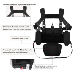 Tactical Gear Chest Rig Adjustable Detachable Tactical Modular Vest with Mag Pouch Tactical Micro Chest Rigs Outdoor Camouflage Tactical Vest Good Quality Tactical Training Vest Tactical Chest Rig with Magazine Pouch