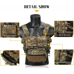 Custom Logo Camouflage Tactical Gear Harness Tactical Chest Rig Bag Outdoor Hunting Tactical Vest Recon Chest Rig Outdoor Tactical Camouflage Chest Rig Tactical Molle Tactical Chest Rig Vest With Magazine Pouches Tactical Vest Chest Rig