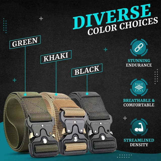 Adjustable Training Tactical Belts Work Hiking Riggers Web Nylon Waistband Belt with Quick Release Metal Buckle  Wholesale Premium Durable Tactical sport enthusiasts Belt with Pouches High Density Security Duty Equipment Duty Belts