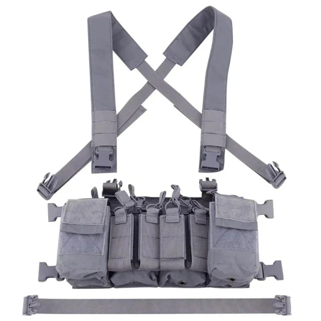 Customized Field Equipment Tactical Vest Detachable Tactical Chest Rig Good Quality Camouflage Tactical Vest Rig military Outdoor Chest Rig Tactical Vest for Training Camouflage  Hunting Molle Mag Pouches Tactical Chest Rig Bag