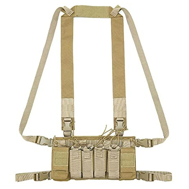 Outdoor Tactical Camouflage Chest Rig Tactical Molle Tactical Chest Rig Vest With Magazine Pouches Tactical Vest Chest Rig Outdoor Tactical Chest Rig for Hunting Lightweight Tactical Chest Vest with Mag Pouch Tactical Modular Chest Rig