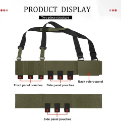 High Quality Tactical Gears Chest Rig Tactical Safety Vest Lightweight Elastic Camouflage Tactical Rig Tactical Equipment Chest Rig Adjustable Detachable Training Chest Rigs with Mag Pouch Camouflage Vest