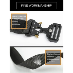 High Quality Adjustable Training Men Tactical Belt Work Belts Nylon Web Tactical Belt with Automatic Slide Buckle  Premium Multifunctional Camping and Everyday Use Quick-release Buckle Waist Belt Quick Release Tactical Heavy Duty Belt