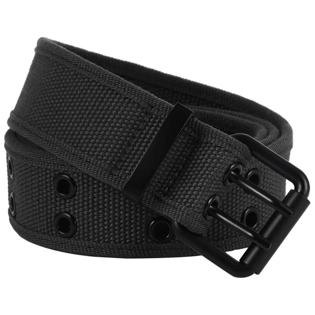 Wear-resistant Outdoor Lightweight Canvas Web Belts Solid Color Casual Double Hole Grommet Tactical Belt  High Quality multifunctional Tactical Security Duty Belts Multifunctional Flashlight Pouch Sets Utility Kit Belt Duty Belt