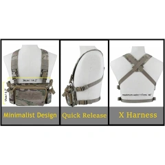 Tactical Gear Chest Rig Bags Heavy Duty Tactical Micro Chest Rig with Mag Pouch Lightweight Camo Tactical Vest Customized Training Chest Rig with Mag Pouch High Quality Tactical Chest Rig Molle Pouches Tactical Training Vest