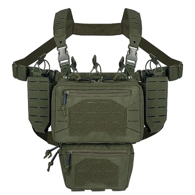 Hot Selling Top Quality Multi-Pockets Tactical Chest Mini Rig Quick Release Multifunctional Tactical Vest for Outdoor Outdoor Camouflage Gear Chest Rig Tactical Molle Vest with Pouch Bag Carrier Tactical Camouflage Chest Rig