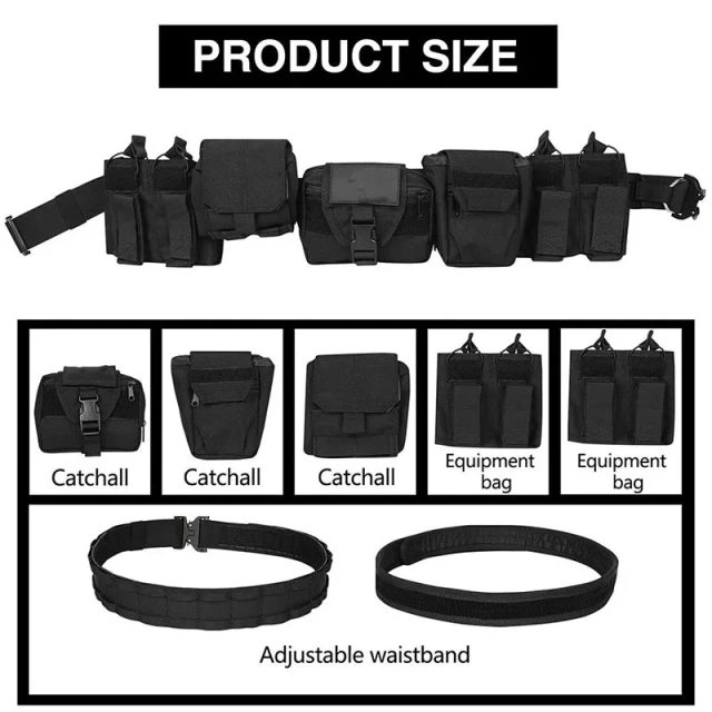 Outdoor Tactical Belt Set Combination Detachable Adjustable Waist Belt With Accessory Packs Hunting Game Tactical Belt  Hiking Tactical Belt Wear-resistant Webbing Riggers Web Belt Heavy Duty Quick Release Metal Buckle Belts
