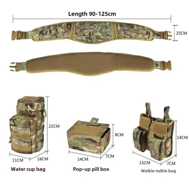Lightweight Outdoor Camouflage Multifunctional Five Piece Tactical Waist Cover Hunting Mountaineering Waist Safety Tactical Belt   Wholesale multifunctional Men Nylon Belt Hiking Golf Work Ratcheting Casual Men Jeans Web Adjustable Belt