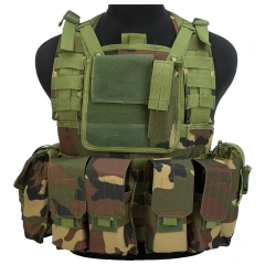 Best Selling Woodland Tactical Vest Chest Bag Multifunctional Tactical Chest Rig Outdoor Hunting Vest Chest Rig Nylon Tactical Molle Chest Rig with Mag Pouches Modular Micro Tactical Vest for Hunting Training