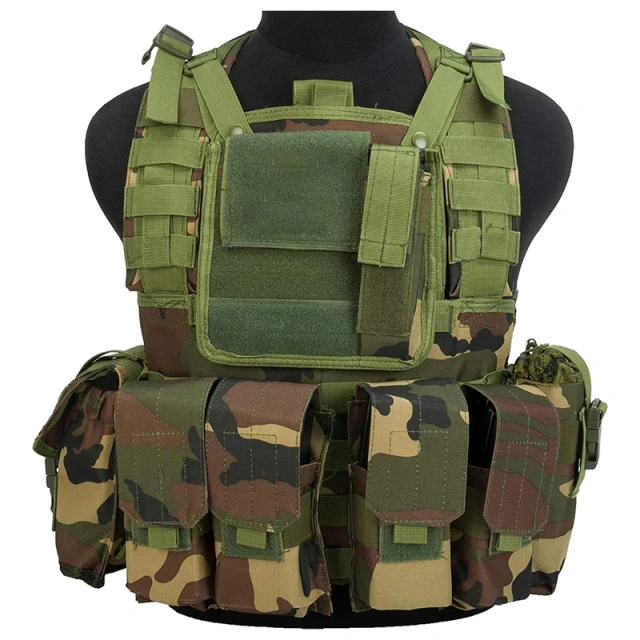 Best Selling Woodland Tactical Vest Chest Bag Multifunctional Tactical Chest Rig Outdoor Hunting Vest Chest Rig Nylon Tactical Molle Chest Rig with Mag Pouches Modular Micro Tactical Vest for Hunting Training