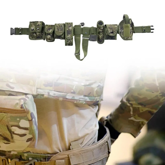 Adjustable Outdoor Premium Security Duty Equipment Outside Duty Tactical Belts with Bag Waistband Tactic Training Waist Belt   Adjustable Training Tactical Belt Set Slim Sports Hunting Game Belts and Bags Safe Life Defense Training Belts