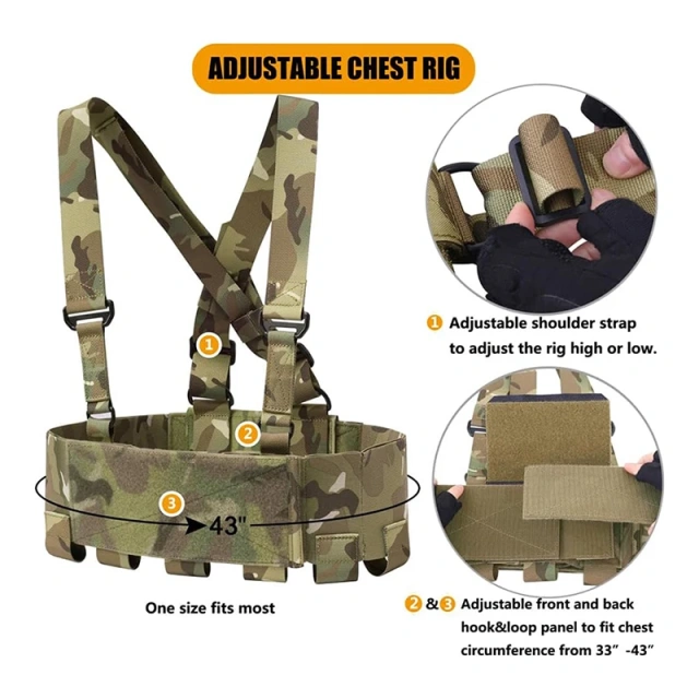 Good Quality Tactical Chest Rig Bag for Outdoor Elastic Tactical Chest Rig with Mag Pouch Tactical Vest Chest Rig Tactical Gear Chest Rig Camouflage Tactical Hunting Vest with Multi-pockets Good Quality Tactical Chest Vest Rig
