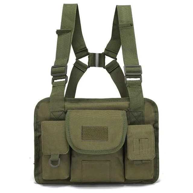 Outdoor Sports Gear Tactical Vest Multi-Functional Tactical Chest Rig Pouch with Strap Tactical Vest Rig Customize Tactical Gear Chest Rig Tactical Style Chest Rig Adjustable Detachable Camouflage Molle Chest Rigs