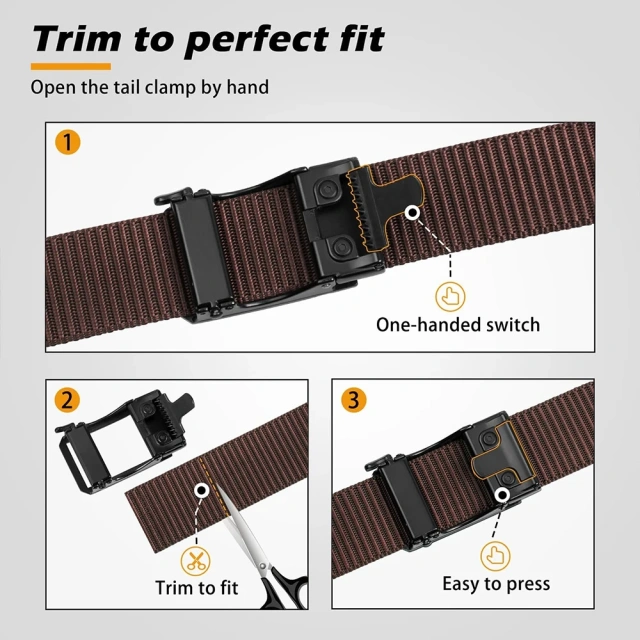 Adjustable Training Nylon Web Work Belt with Automatic Slide Buckle Adjustable Men's Ratchet Tactical Belt  High Quality multifunctional Duty Belt Double Snaps Security Tactical Belt Equipment wear-resistant Belts Accessories