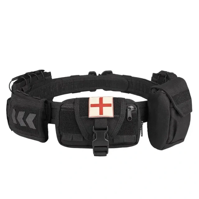 Premium Training Multifunctional Tactical Waist Belt Wear-resistant Duty Tactical Waist Equipment Outdoor Hunting Girdle Pouch  Wear-resistant Adjustable Men Rigger Nylon Web Work Belt with Quick Release Buckle Adjustable Tactical Belt