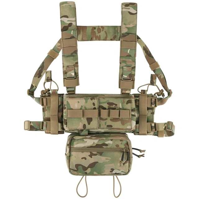 Tactical Micro Chest Rig with Magazine Holder Tactics Security Vest Outdoor Tactics Chest Rig Tactical Chest Rig Multifunctional Adjustable Tactical Vest with Mag Pouches Outdoor Camouflage Chest Rig