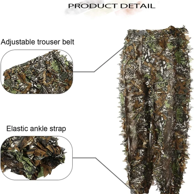 Outdoor Ghillie Suit Hunting Suits Pants 3D Leaf Camo Camouflage Coveralls Youth Adult Training Lightweight Clothes Jungle Camouflage Clothing Camouflage Clothing Hunting Suit for Outdoor Training Games Ghillie Suit