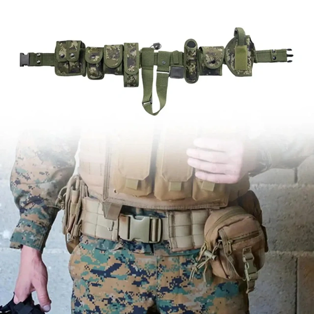 Duty Utility Tactical Belts Security Personnel Outdoor Enthusiasts Officers Premium Mountain Climbing Hiking Duty Belt with Bag   Detachable Tactical Belt with Quick Draw Holster Triple Pouch Medical Kit and Multi-Purpose Stuff Bag tactic Waist Belt