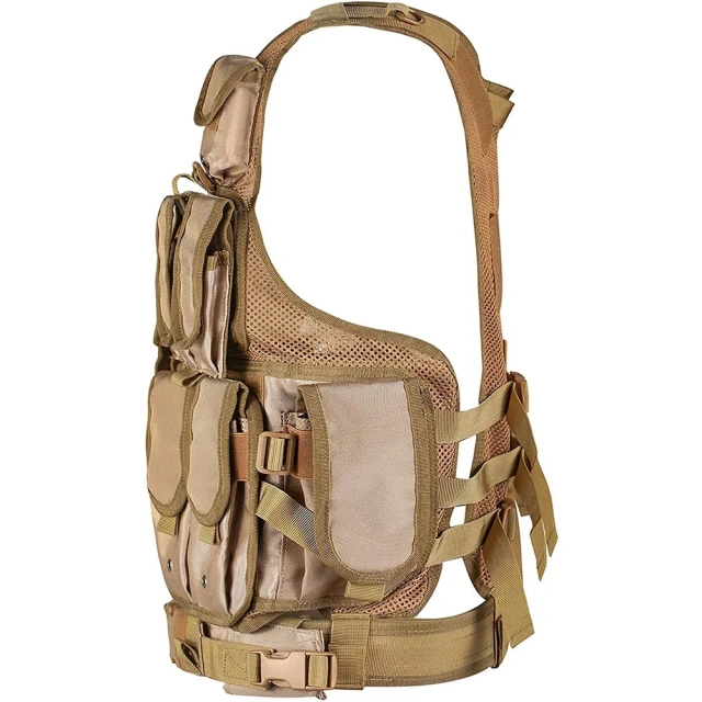 Adjustable 600D Encryption Polyester Camo Tactical Vest Outdoor Training Vest Lightweight Assault Vest for TrainingTraining Vest  Nylon Shooting Hunting Adjustable Training durable outdoors security Training vest