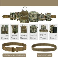 Multifunctional Tactical Belt with Accessories Security Duty Equipment Heavy Duty Tactical Belt Quick Release Rigger Belt   High Quality Durable Adjustable Training Tactical Belt With Quick-Release Metal Buckle Heavy Duty Nylon Work Belt