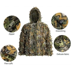 Outdoor Woodland and Halloween 3D Leafy Camo Men Camouflage Suits Hunting Ghillie Suits Lightweight Gear Hunting Clothes Comfortable Ghillie Suits Outdoor Camouflage Suit Hunting Camouflage Outdoor Jungle Games and Halloween Practical Ghillie Suit