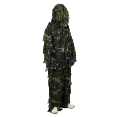Lightweight Jungle Ghillie Suit for Outdoor Woodland Camo Suit Made of Mesh Fabric Outdoor Hunting Clothing Ghillie Suit Professional Outdoor Camouflage Clothing Hunting Mesh Suit for Outdoor Activities