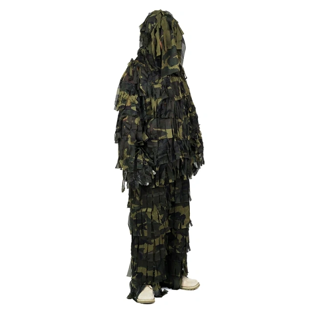 Lightweight Jungle Ghillie Suit for Outdoor Woodland Camo Suit Made of Mesh Fabric Outdoor Hunting Clothing Ghillie Suit Professional Outdoor Camouflage Clothing Hunting Mesh Suit for Outdoor Activities
