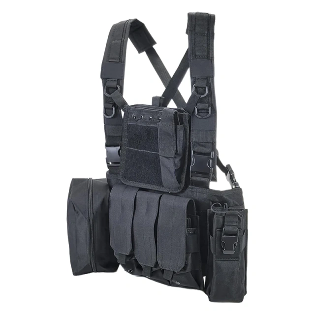 Tactical Equipment Gear Vest Outdoor Adjustable Chest Rig with Pouches Heavy Duty Tactical Rig Hunting Vest Customized Outdoor Tactical Vest Rig Pack Camouflage Tactical Chest Backpack Heavy Duty Tactical Rig for Chest