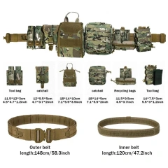 Detachable Camping Adjustable Outdoor Tactical Belts Multifunctional Eight Piece Set Detachable and Adjustable Training Belt  Lightweight Tactical Belt Riggers Belts Men and Women Quick Release Heavy Duty Men and Women Tactical Belt