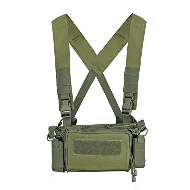 Tactical Gear Chest Rig Bags Heavy Duty Tactical Micro Chest Rig with Mag Pouch Lightweight Camo Tactical Vest Customized Training Chest Rig with Mag Pouch High Quality Tactical Chest Rig Molle Pouches Tactical Training Vest