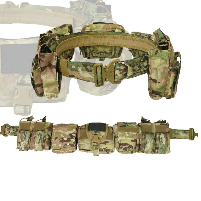 Outdoor Nylon Detachable Adjustable Waist Belt Set with Multifunctional Combination Patrol Waist Belt  Adjustable Hiking Tactical Belt Duty high density Material Mountaineering Utility Belt tensile strength tactic Waist Belts