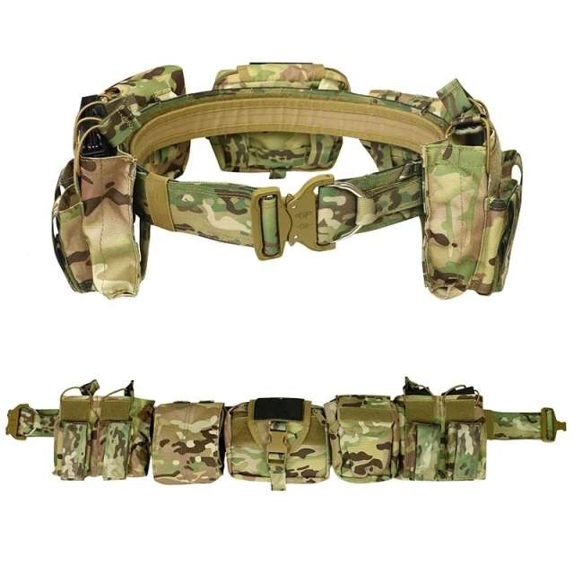 Detachable Tactical Training Waist Bag Hunting Mountaineering Tactical Duty Belts Utility Belt with Accessories Pouches  Multifunctional Wear-resistant Tactical Belt Men Nylon Webbing Belt with Heavy Duty Quick Release Buckle