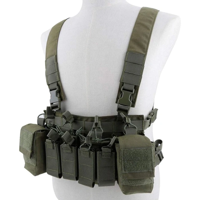 Factory Direct Sales Tactical Chest Vest Rig Adjustable Tactical Chest Rig with Mag Pouches Tactical Chest Rig Bag Customized High Quality Tactical Chest Vest Rig Tactical Vest with Multi-pockets Outdoor Training Hunting Vest