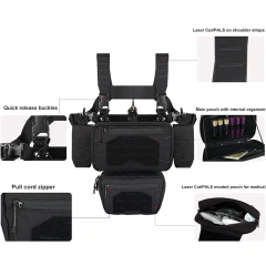 Outdoor Tactical Chest Mini Rig Multifunctional Training Vest with Mag Pouches Adjustable Tactical Vest Chest Rig Tactical Gear Chest Rig Bags Heavy Duty Tactical Micro Chest Rig with Mag Pouch Lightweight Camo Tactical Vest