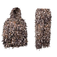 Jungle Hunting Camo Ghillie Suit 3D Leaf with Zippers and Pockets Lightweight Breathable Outdoor Hunting Camouflage Clothing Outdoor Adventure Clothing Ghillie Suit for Men Hunting 3D Leaf Gillie Suit Camo Hunting Gillies Camo Hunting Suits
