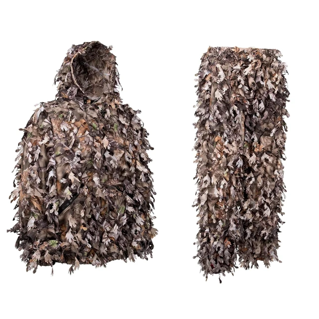Jungle Hunting Camo Ghillie Suit 3D Leaf with Zippers and Pockets Lightweight Breathable Outdoor Hunting Camouflage Clothing Outdoor Adventure Clothing Ghillie Suit for Men Hunting 3D Leaf Gillie Suit Camo Hunting Gillies Camo Hunting Suits